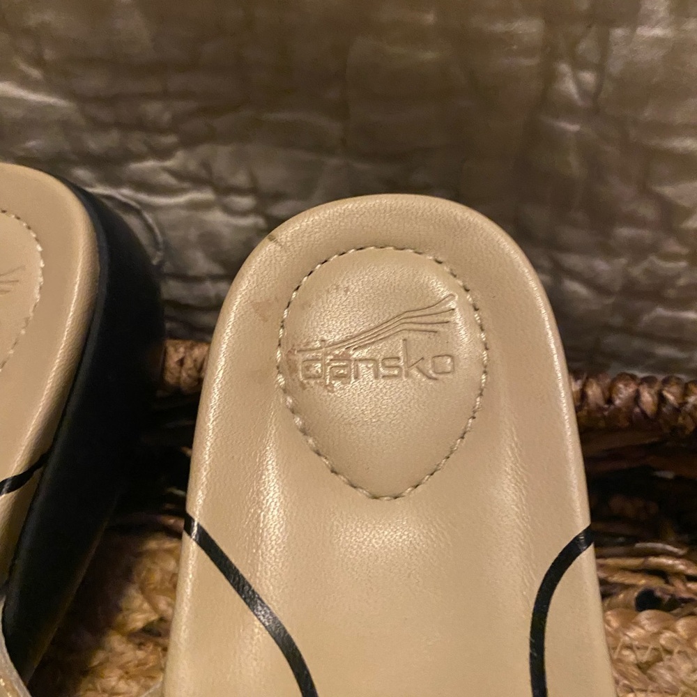 Dansko Cream and Black Sandals